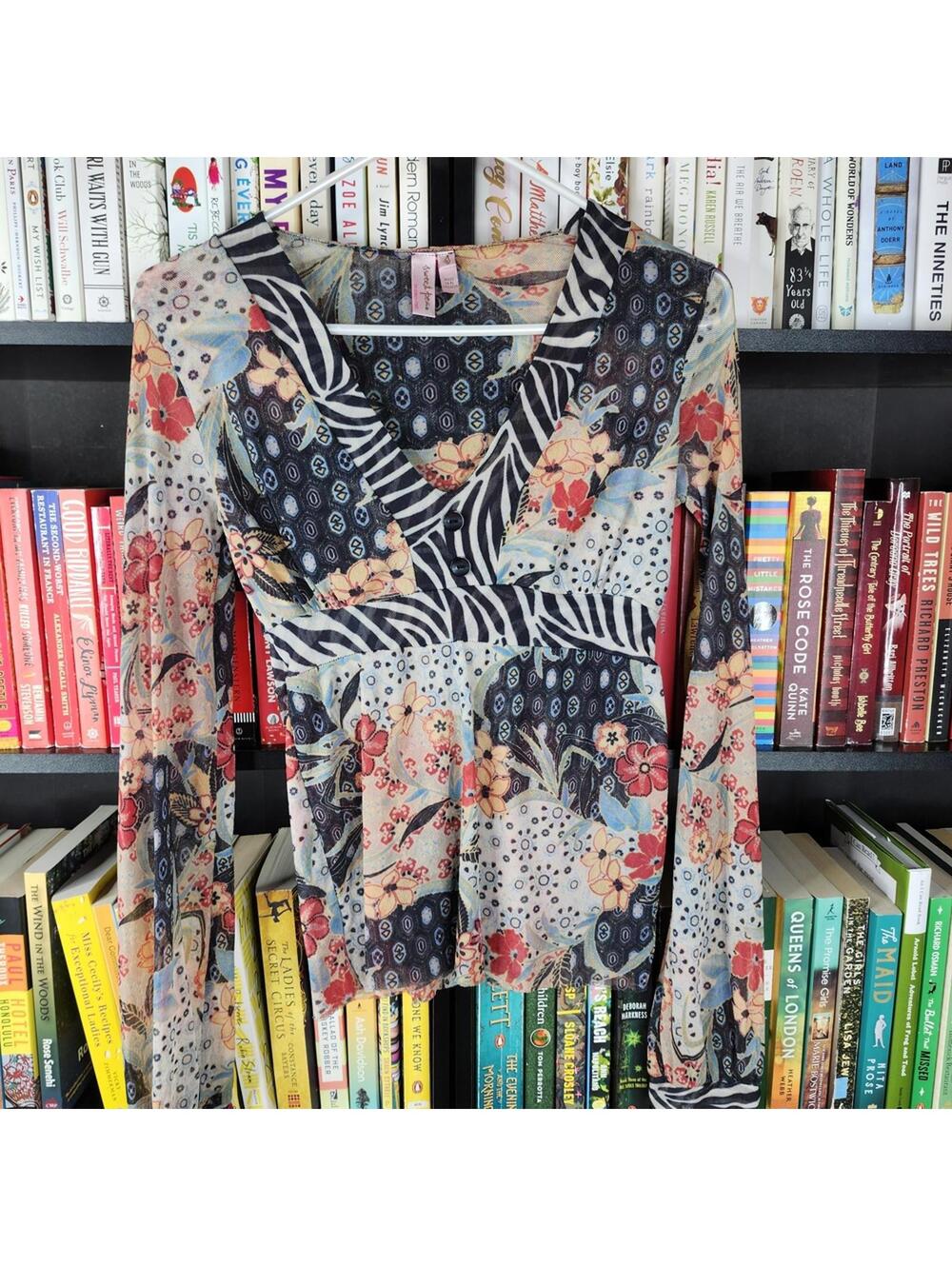 Sweet Pea by Stacy Frati Multicolor Floral Long Sleeve Blouse Small
